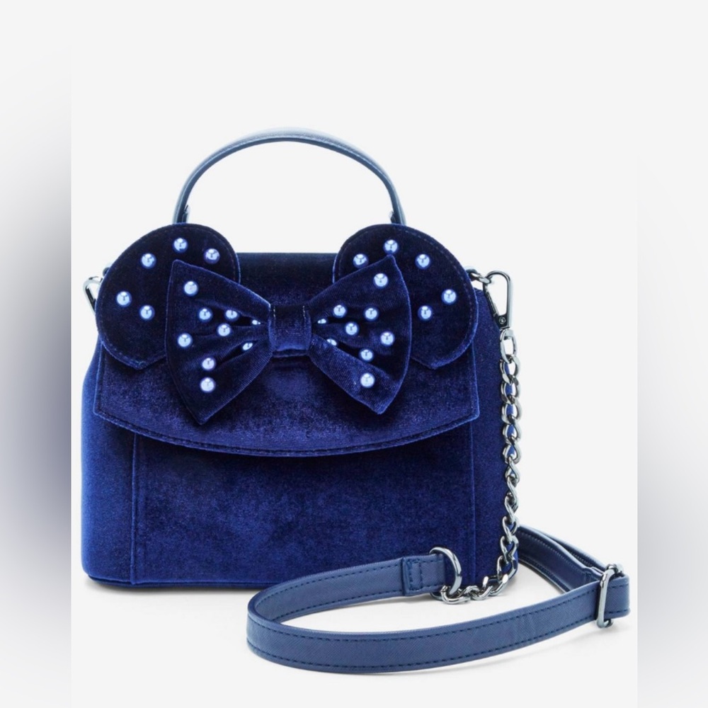 🆕 Disney Minnie Mouse Velvet Loungefly Crossbody Bag & Wallet Set